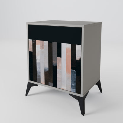 COLLAGE OF RECTANGLES 1-Door Sideboard in Grey Finish