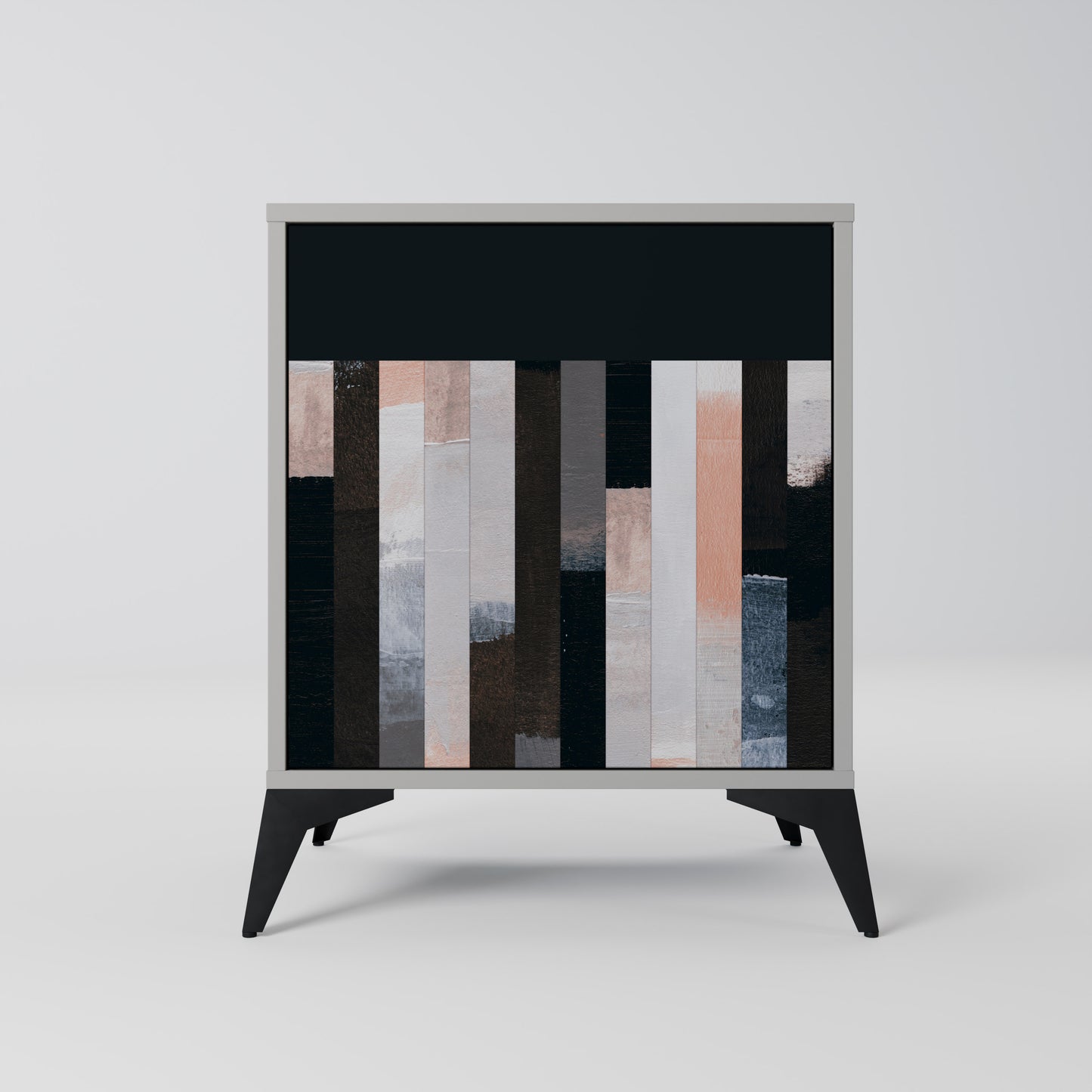 COLLAGE OF RECTANGLES 1-Door Sideboard in Grey Finish