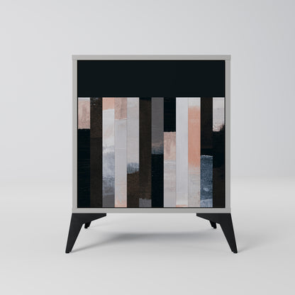 COLLAGE OF RECTANGLES 1-Door Sideboard in Grey Finish