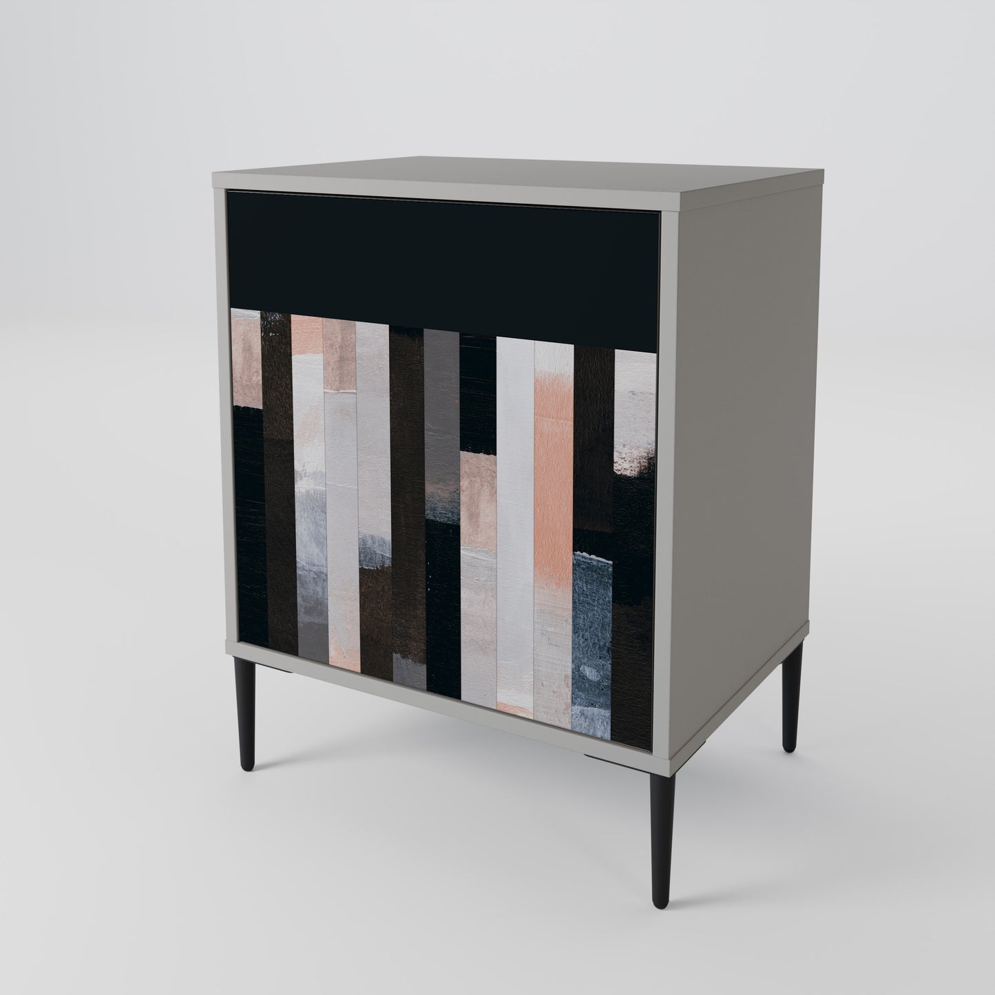 COLLAGE OF RECTANGLES 1-Door Sideboard in Grey Finish