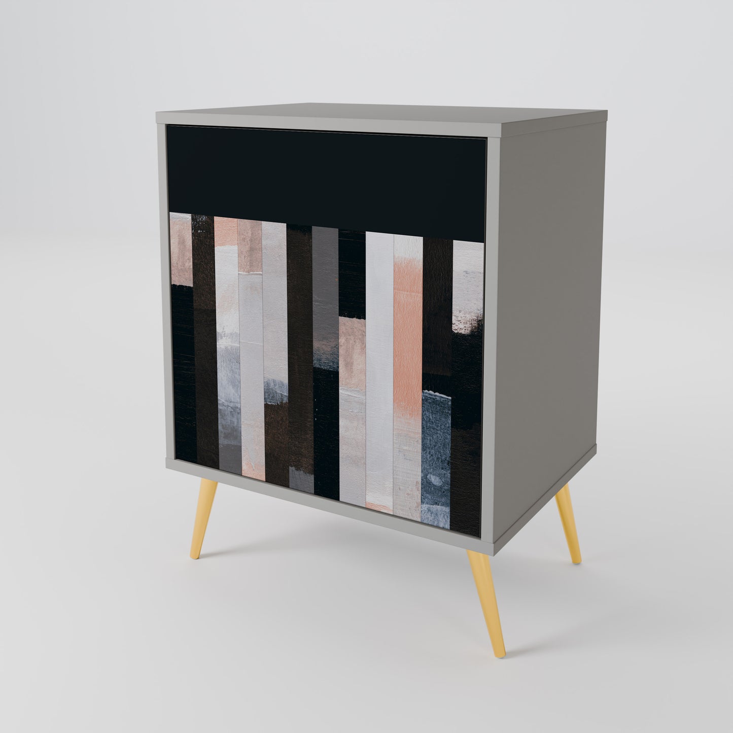 COLLAGE OF RECTANGLES 1-Door Sideboard in Grey Finish