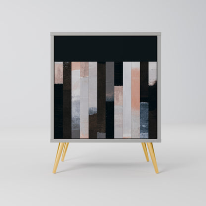 COLLAGE OF RECTANGLES 1-Door Sideboard in Grey Finish