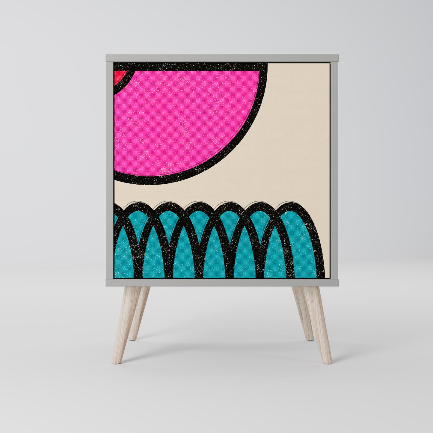 Credenza GEOMETRIC RHAPSODY a 1 anta con finitura grigia