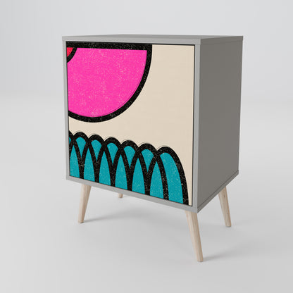 Credenza GEOMETRIC RHAPSODY a 1 anta con finitura grigia