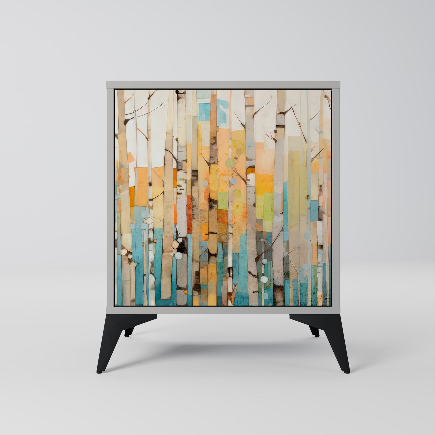 Credenza BIRCH KALEIDOSCOPE a 1 anta con finitura grigia