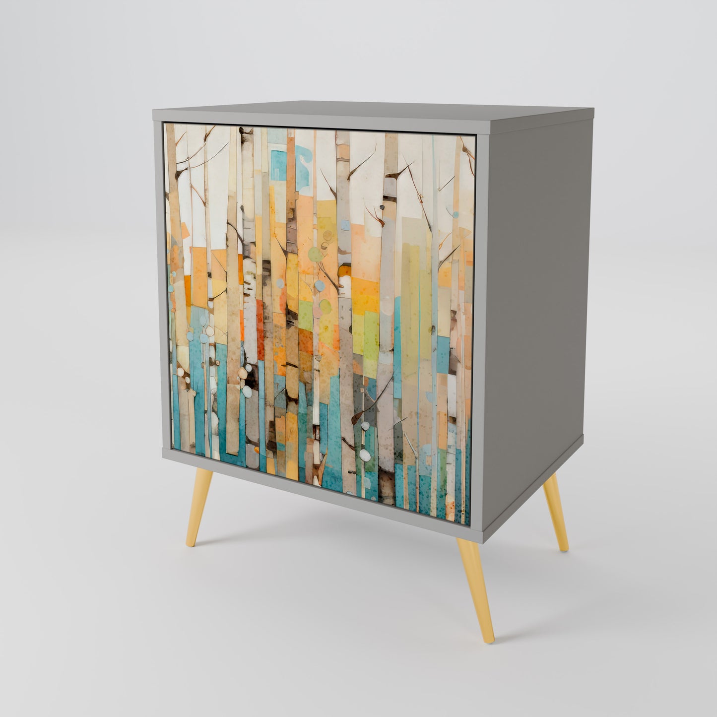 Credenza BIRCH KALEIDOSCOPE a 1 anta con finitura grigia