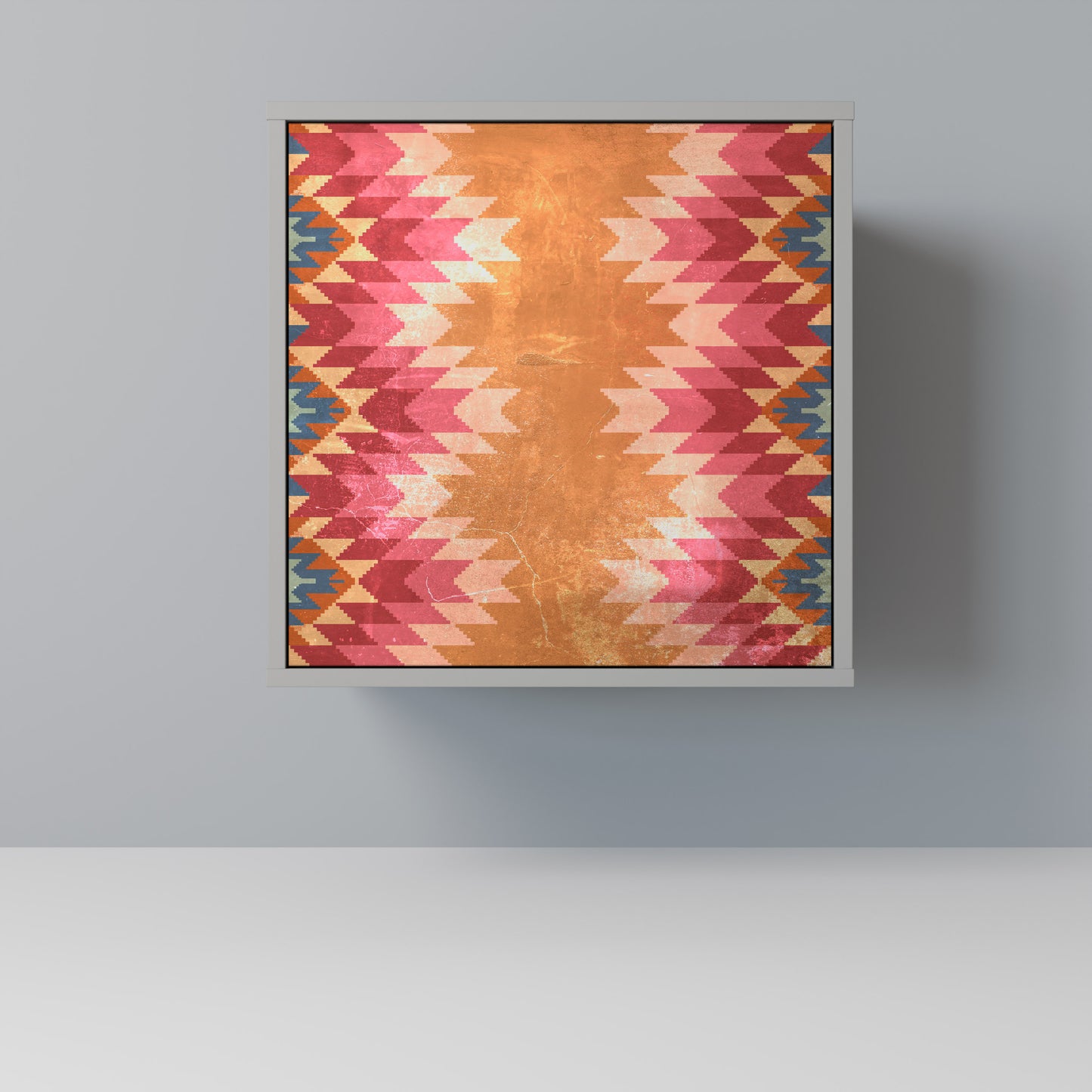 Credenza INDIAN FOLK a 1 anta con finitura grigia