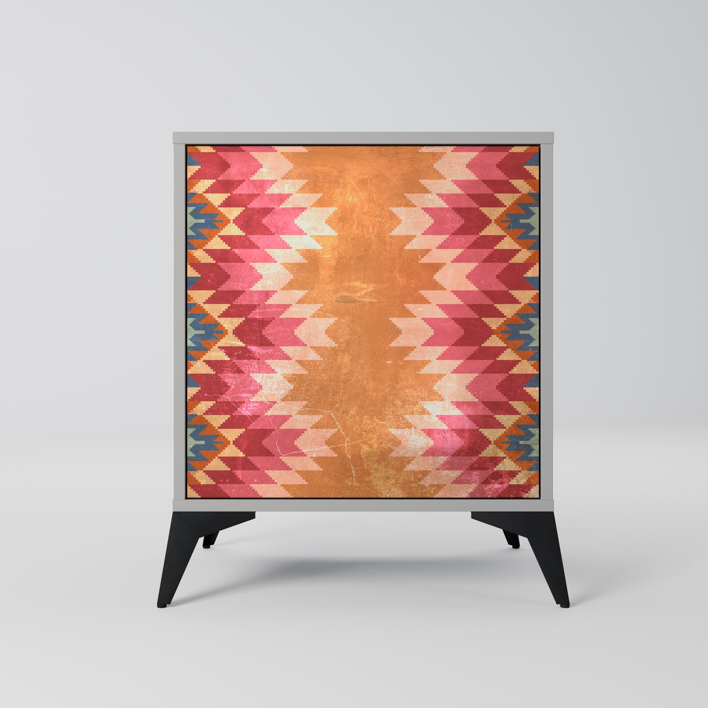 Credenza INDIAN FOLK a 1 anta con finitura grigia