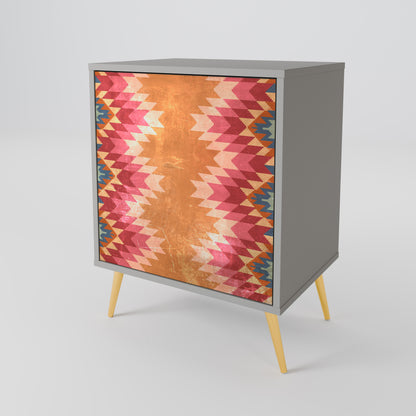 Credenza INDIAN FOLK a 1 anta con finitura grigia