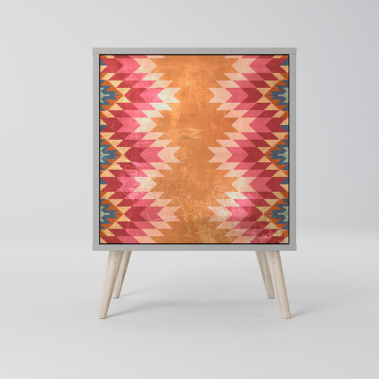 Credenza INDIAN FOLK a 1 anta con finitura grigia