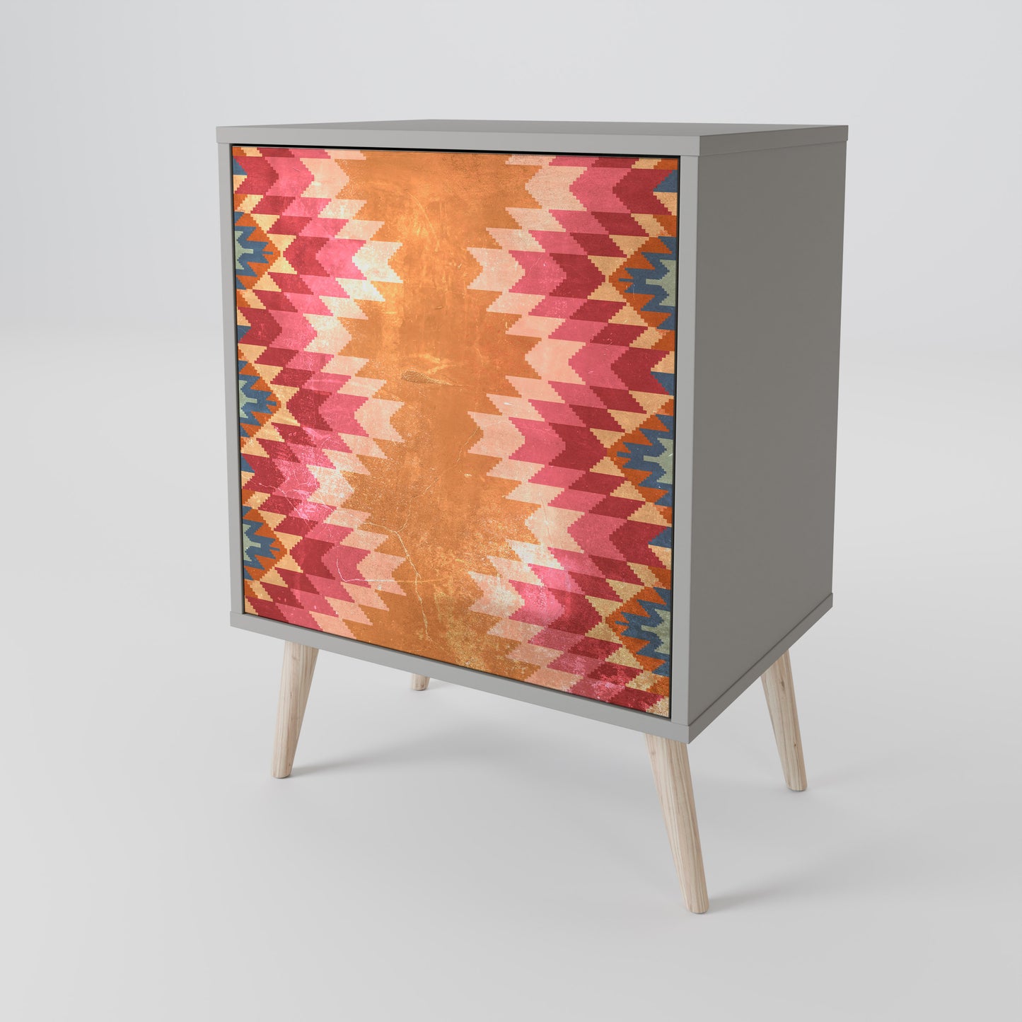 Credenza INDIAN FOLK a 1 anta con finitura grigia