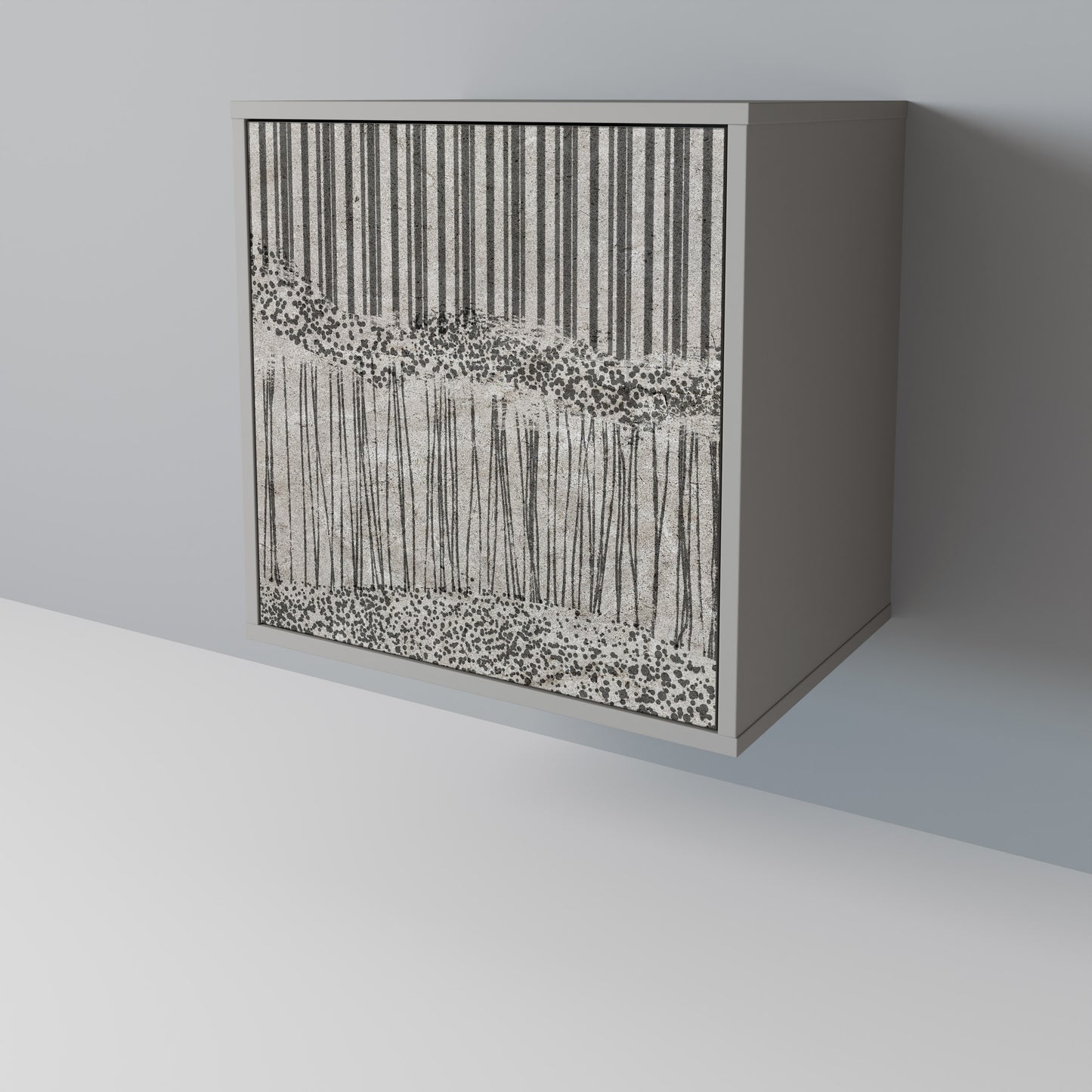 GRAIN LINES 1-Door Sideboard in Grey Finish