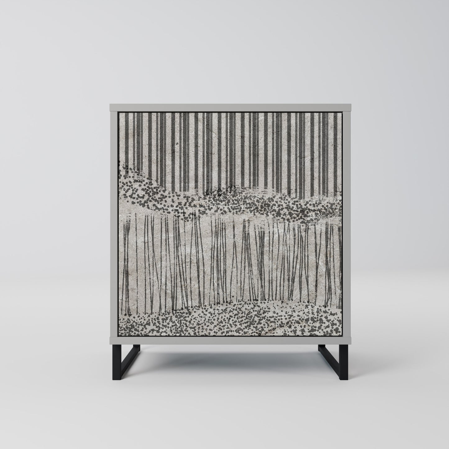 GRAIN LINES 1-Door Sideboard in Grey Finish