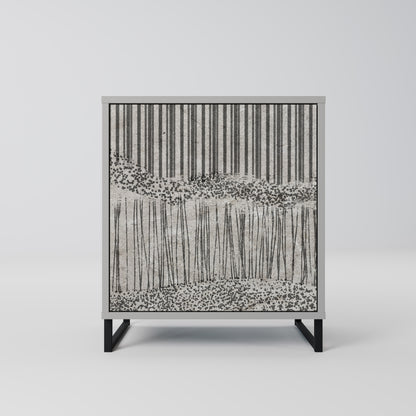 GRAIN LINES 1-Door Sideboard in Grey Finish