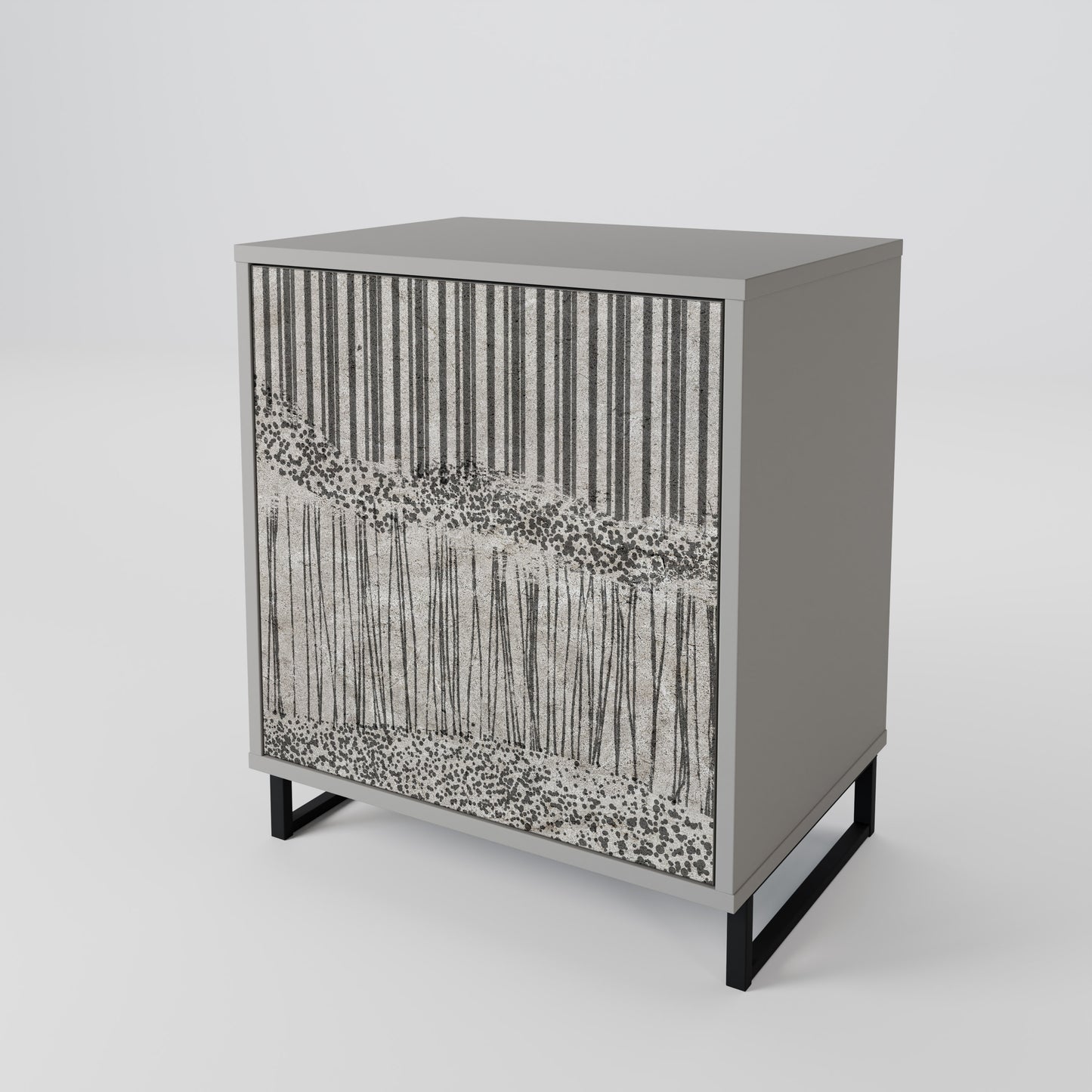 GRAIN LINES 1-Door Sideboard in Grey Finish