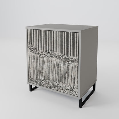 GRAIN LINES 1-Door Sideboard in Grey Finish