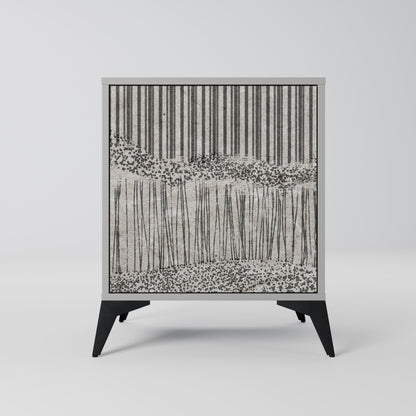 GRAIN LINES 1-Door Sideboard in Grey Finish