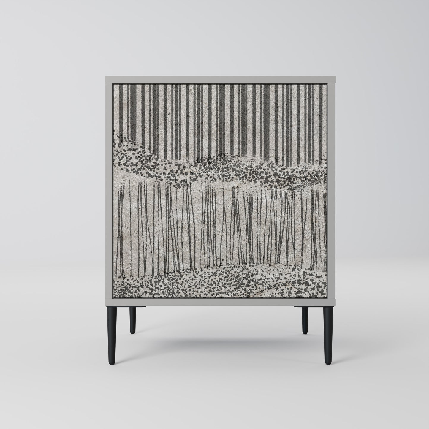 GRAIN LINES 1-Door Sideboard in Grey Finish