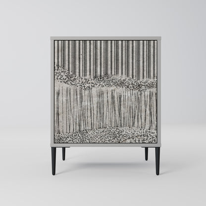 GRAIN LINES 1-Door Sideboard in Grey Finish