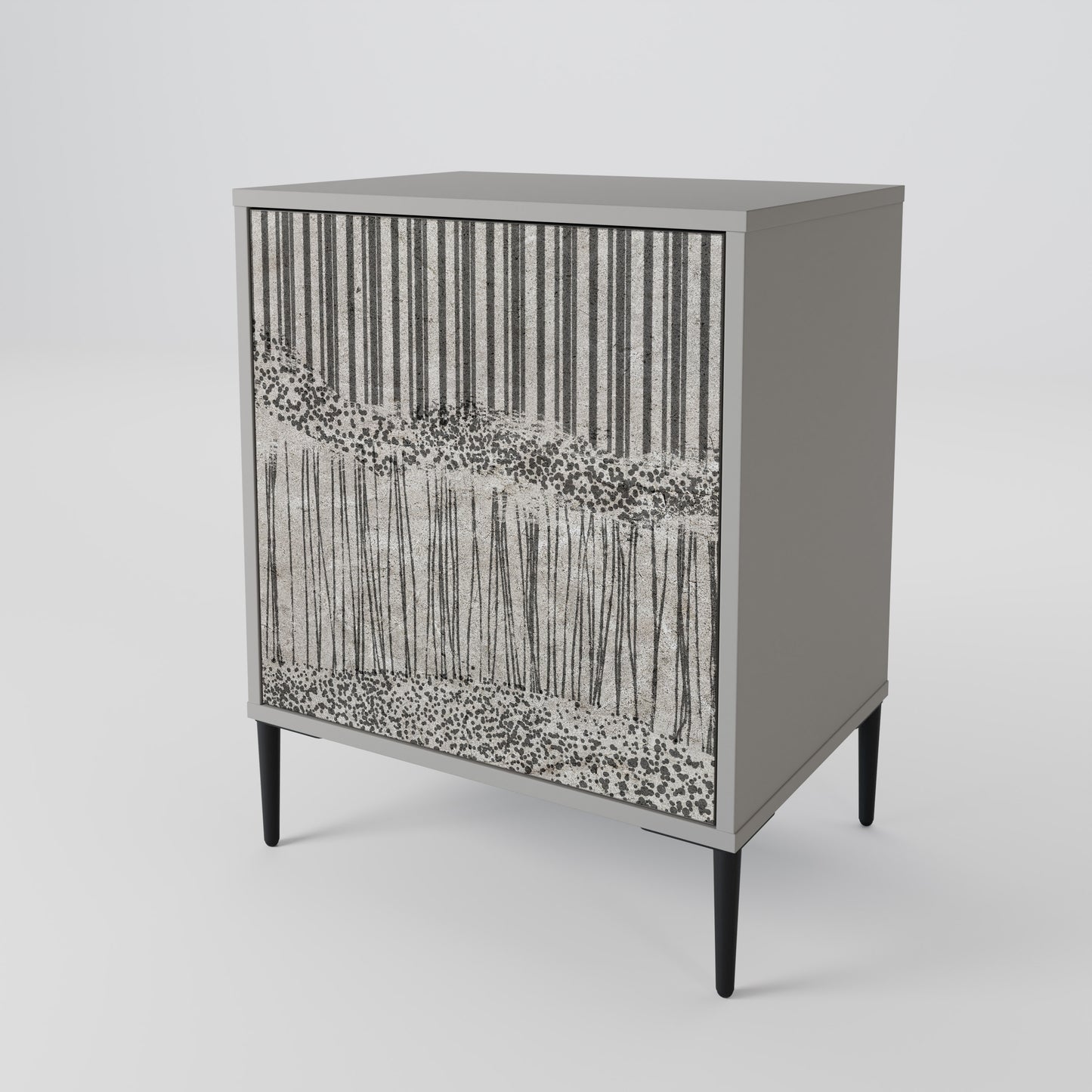 GRAIN LINES 1-Door Sideboard in Grey Finish