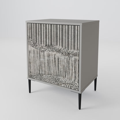 GRAIN LINES 1-Door Sideboard in Grey Finish