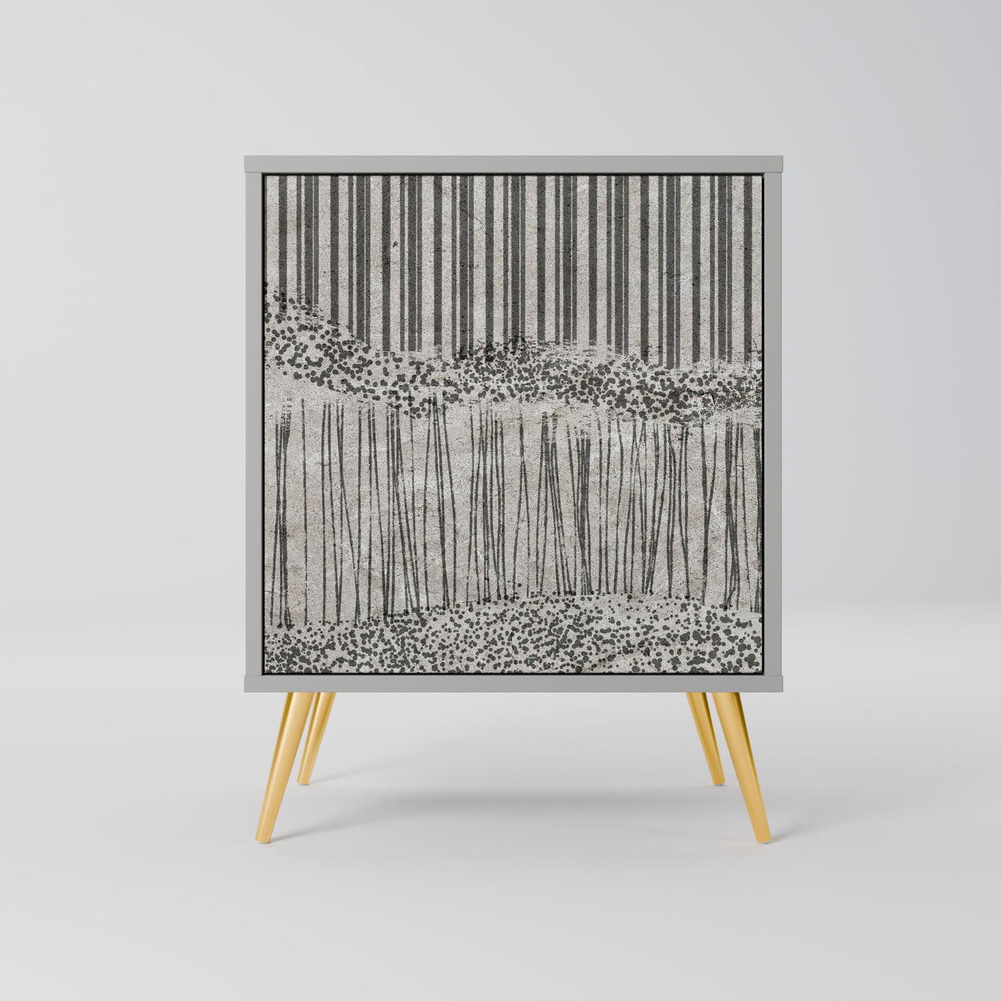 GRAIN LINES 1-Door Sideboard in Grey Finish