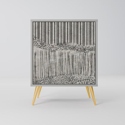 GRAIN LINES 1-Door Sideboard in Grey Finish