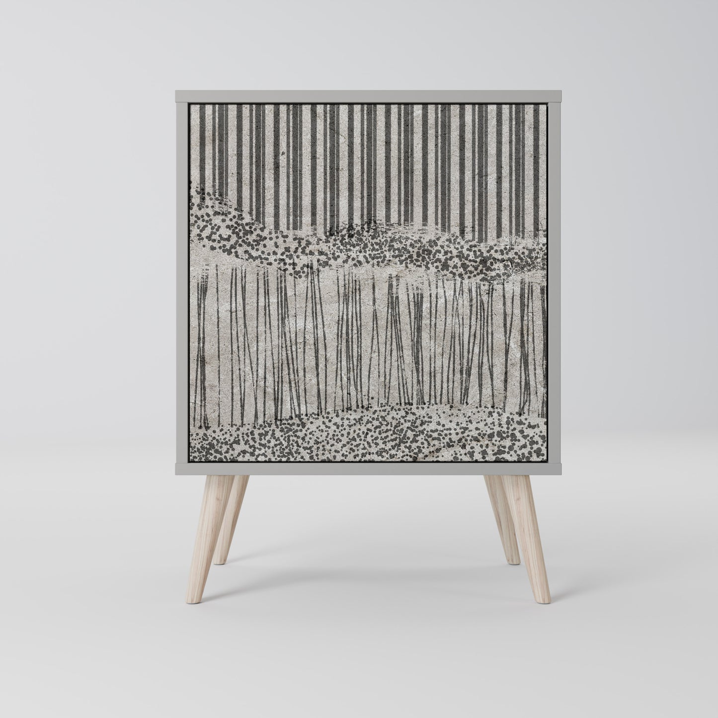 GRAIN LINES 1-Door Sideboard in Grey Finish