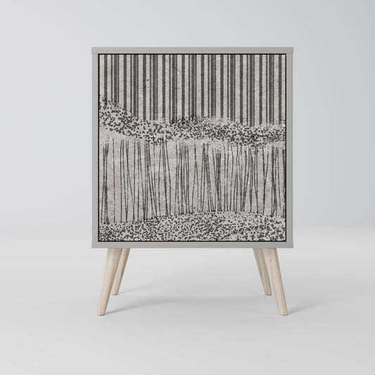 Credenza GRAIN LINES a 1 anta con finitura grigia