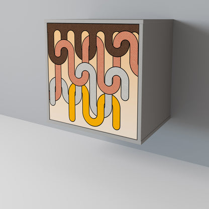 COLORFUL STRINGS 1-Door Sideboard in Grey Finish