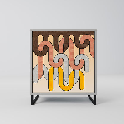 COLORFUL STRINGS 1-Door Sideboard in Grey Finish