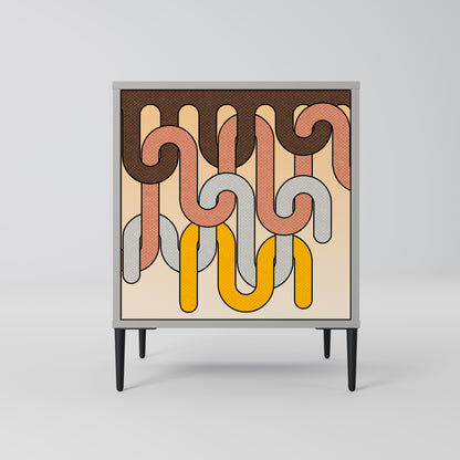 COLORFUL STRINGS 1-Door Sideboard in Grey Finish