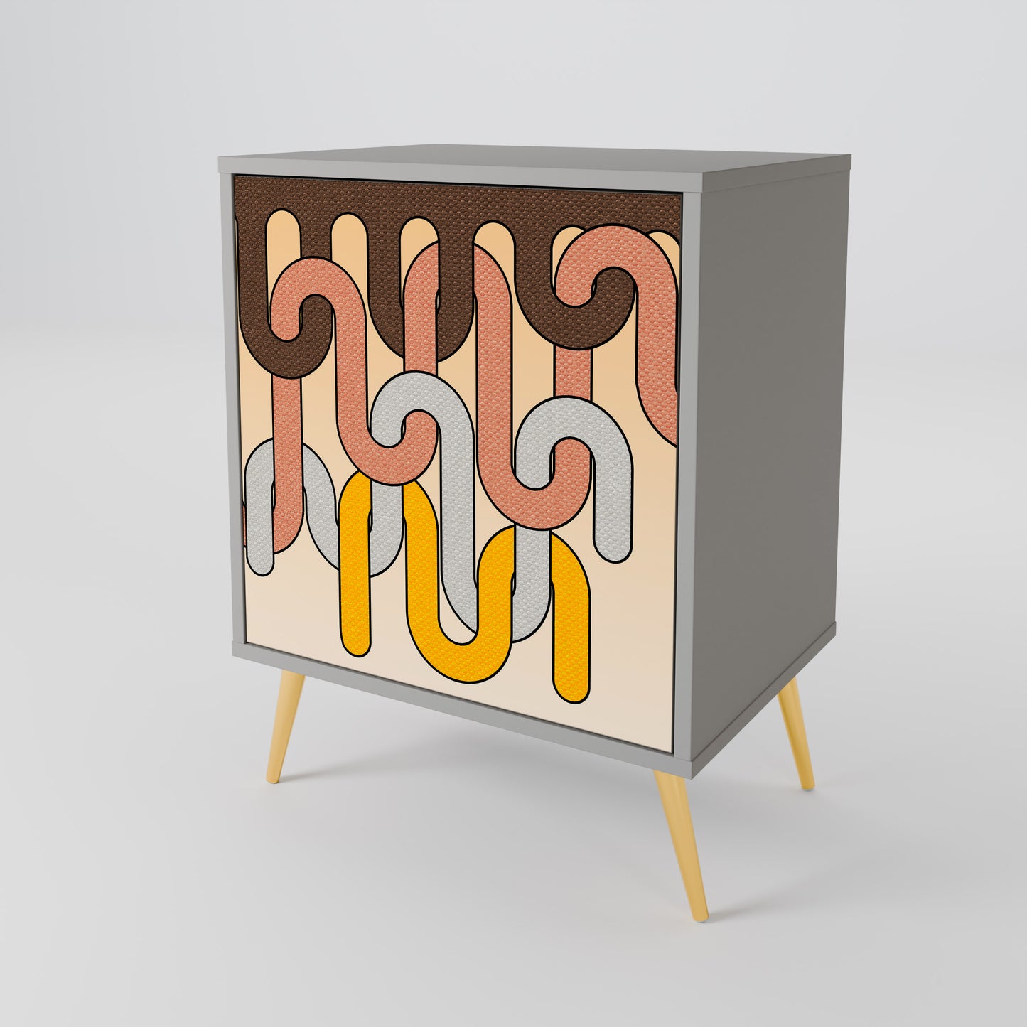 COLORFUL STRINGS 1-Door Sideboard in Grey Finish