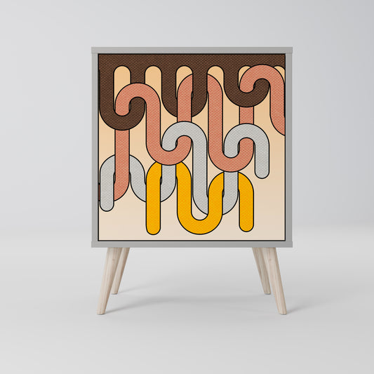 Credenza a 1 anta COLORFUL STRINGS con finitura grigia