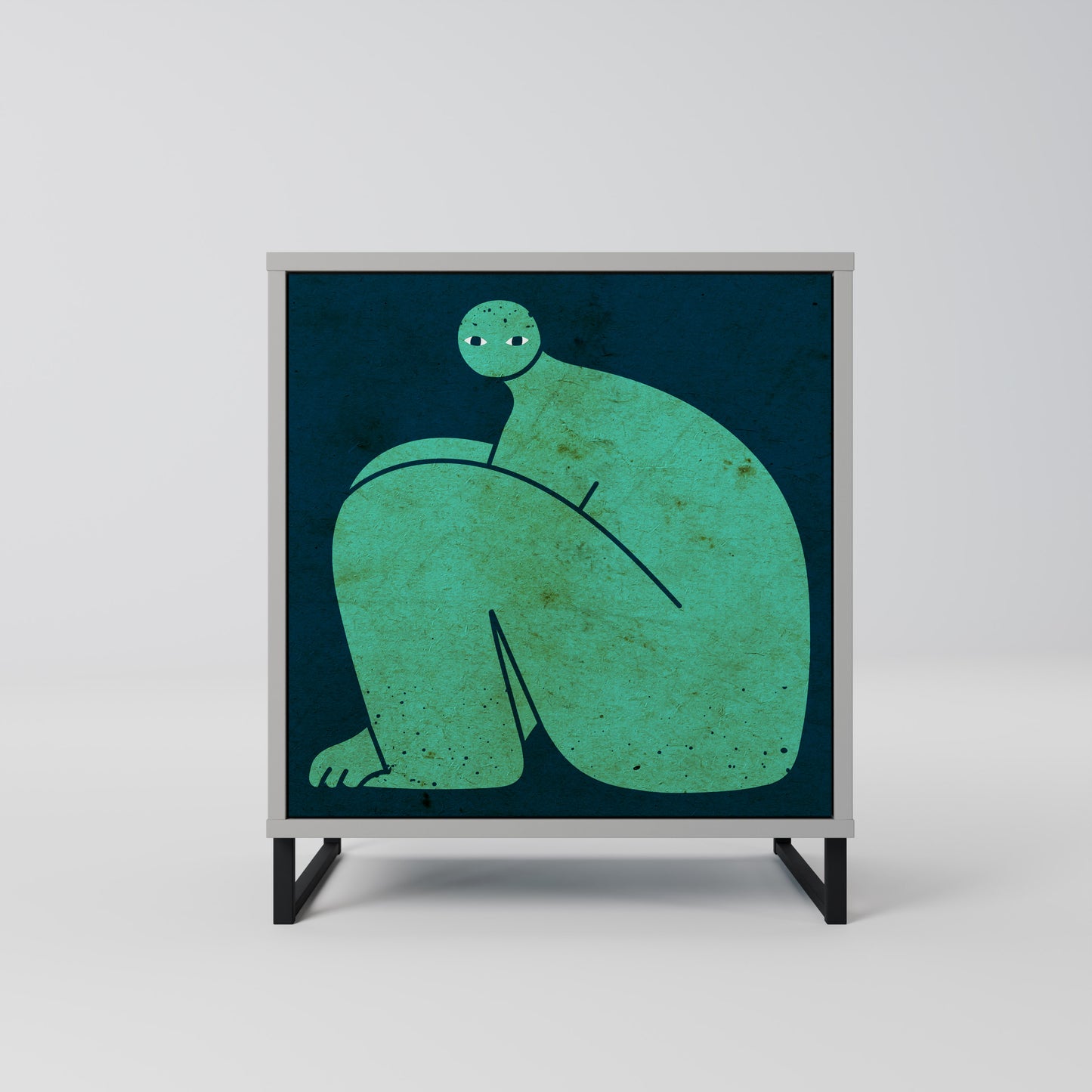 Credenza a 1 anta con finitura grigia, INSIEME MA SEPARATAMENTE