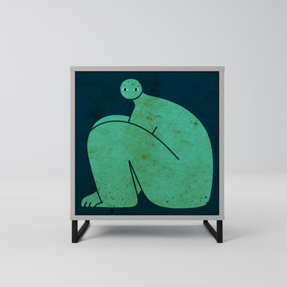 Credenza a 1 anta con finitura grigia, INSIEME MA SEPARATAMENTE