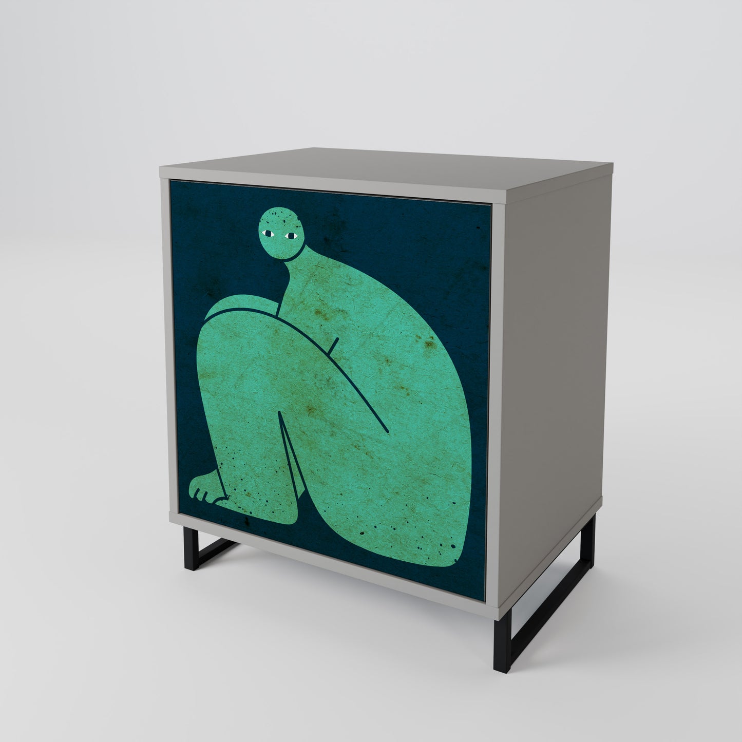 Credenza a 1 anta con finitura grigia, INSIEME MA SEPARATAMENTE