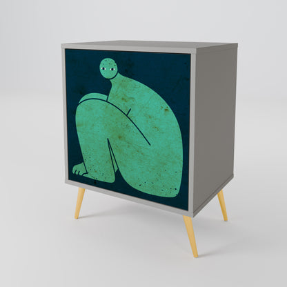 Credenza a 1 anta con finitura grigia, INSIEME MA SEPARATAMENTE