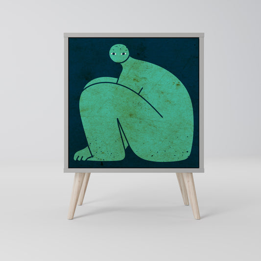 Credenza a 1 anta con finitura grigia, INSIEME MA SEPARATAMENTE