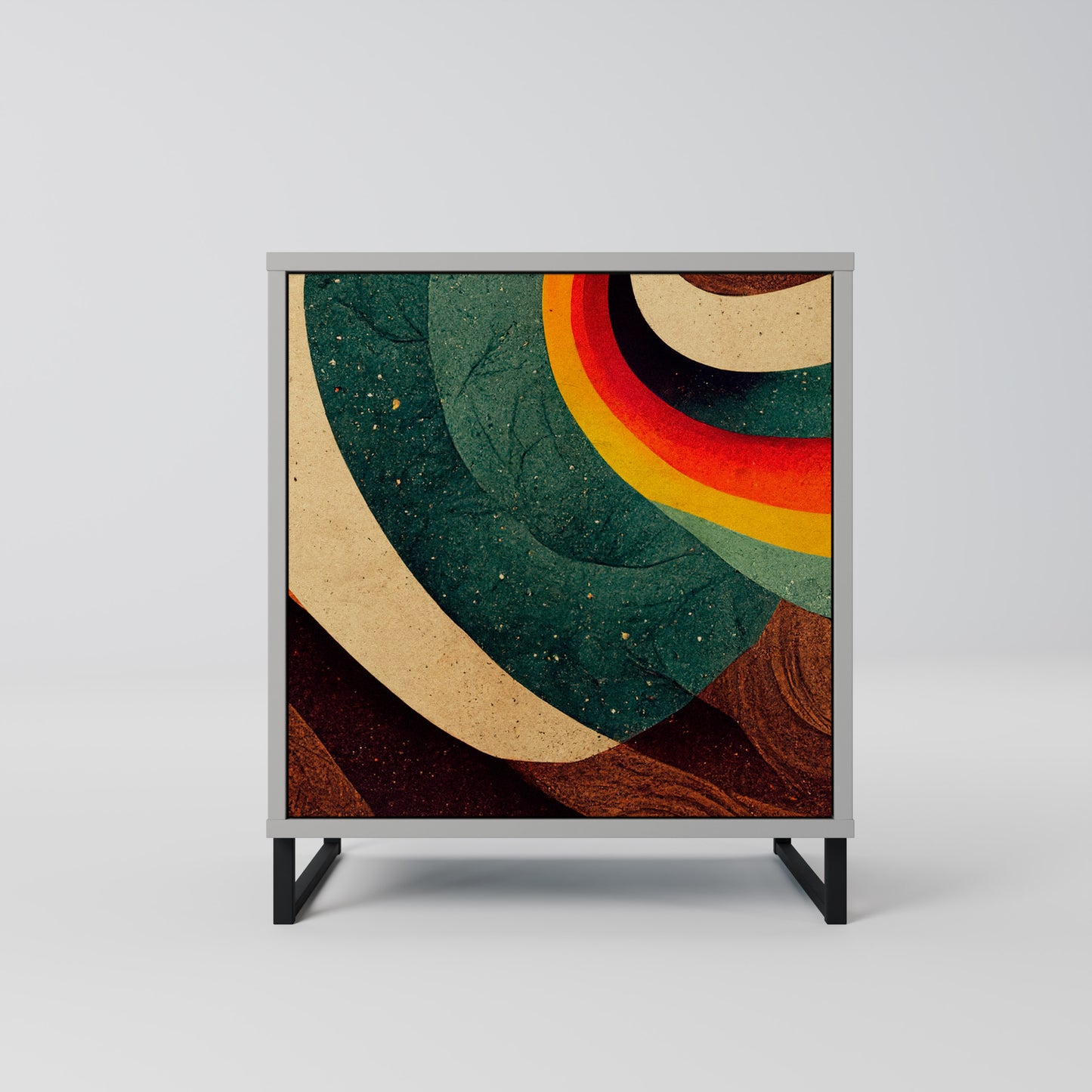 COLORFUL STRANDS 1-Door Sideboard in Grey Finish