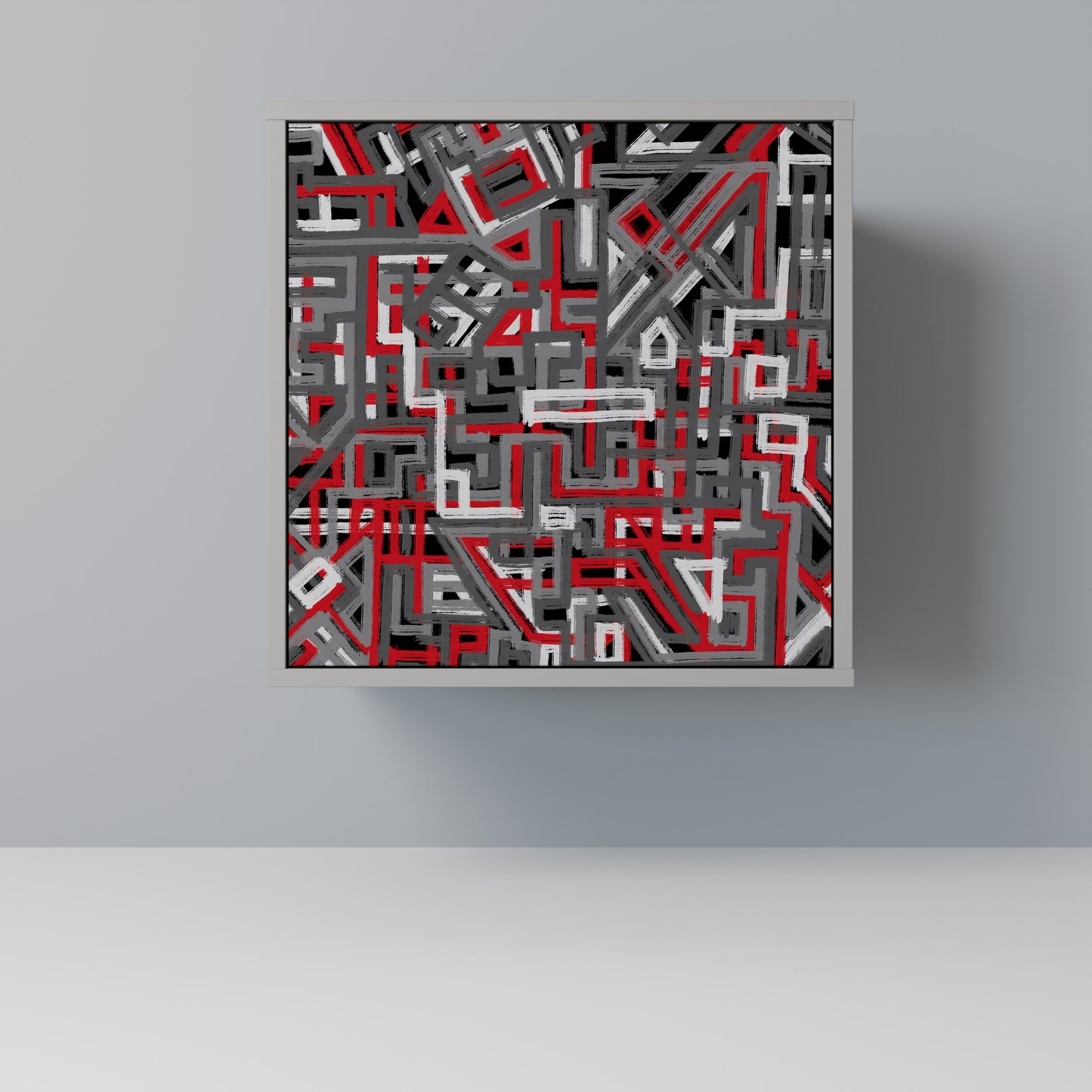 Credenza BROKEN LINES a 1 anta con finitura grigia