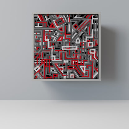 Credenza BROKEN LINES a 1 anta con finitura grigia