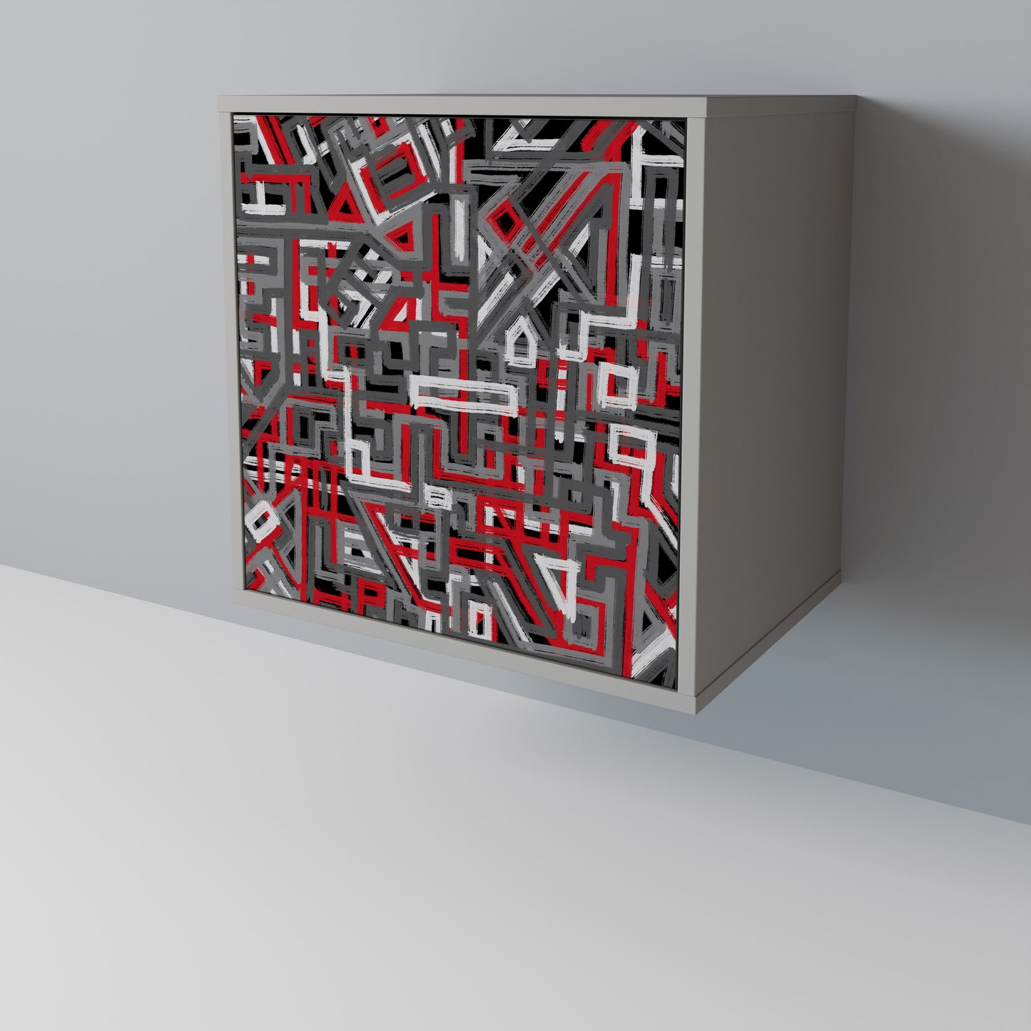 Credenza BROKEN LINES a 1 anta con finitura grigia