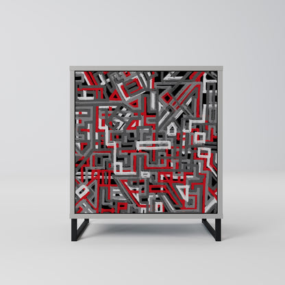 Credenza BROKEN LINES a 1 anta con finitura grigia