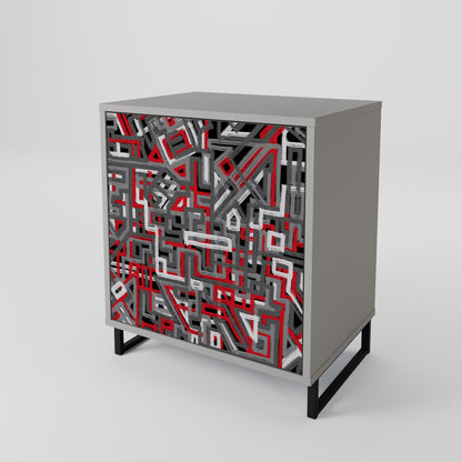 Credenza BROKEN LINES a 1 anta con finitura grigia