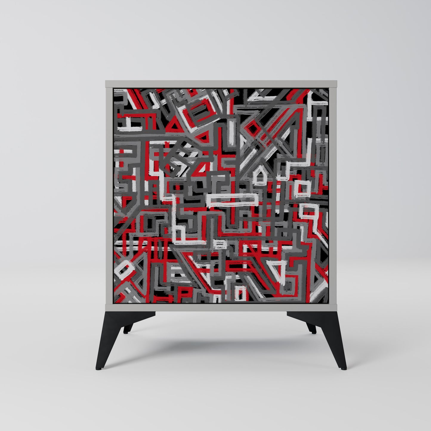 Credenza BROKEN LINES a 1 anta con finitura grigia