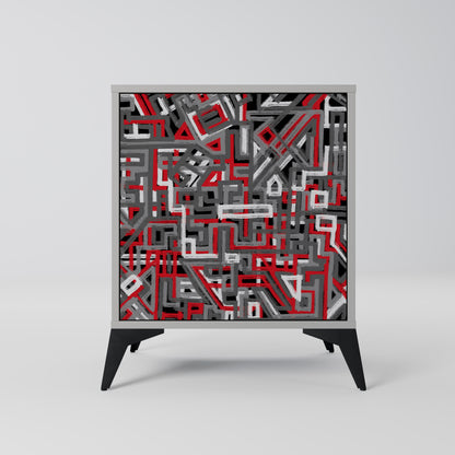 Credenza BROKEN LINES a 1 anta con finitura grigia