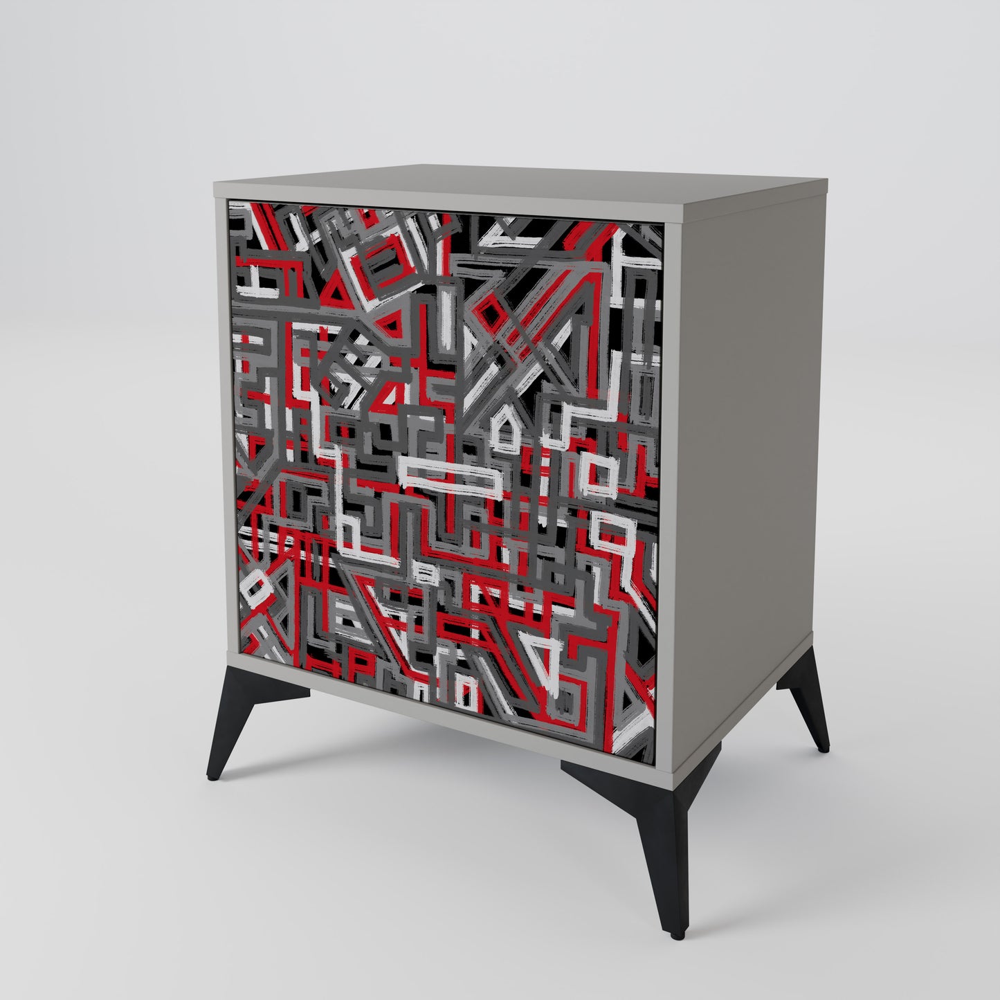 Credenza BROKEN LINES a 1 anta con finitura grigia