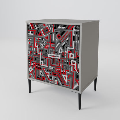 Credenza BROKEN LINES a 1 anta con finitura grigia