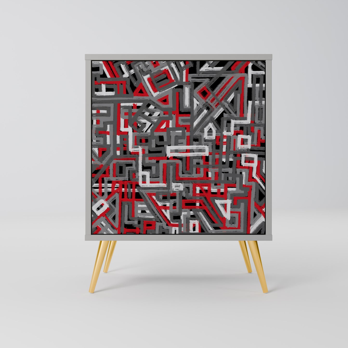 Credenza BROKEN LINES a 1 anta con finitura grigia